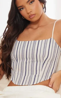 PrettyLittleThing Camisole*Strappy Curved Hem Stripe Cami