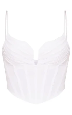 PrettyLittleThing Corsets*Strappy Pleated Bust Corset Detail Crop Top