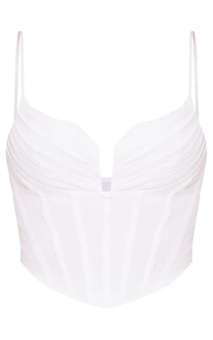 PrettyLittleThing Corsets*Strappy Pleated Bust Corset Detail Crop Top