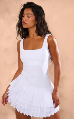Stretch Woven Extreme Pleated Shift Dress-PrettyLittleThing Outlet