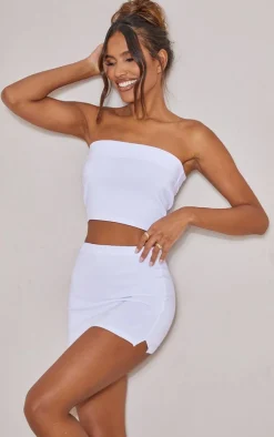 Sale PrettyLittleThing Stretch Woven Micro Mini Skirt White
