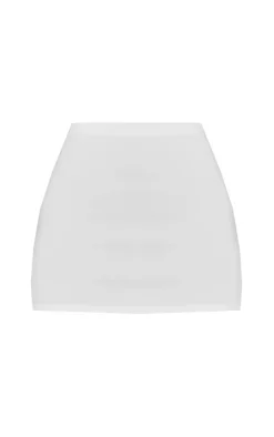 Sale PrettyLittleThing Stretch Woven Micro Mini Skirt White