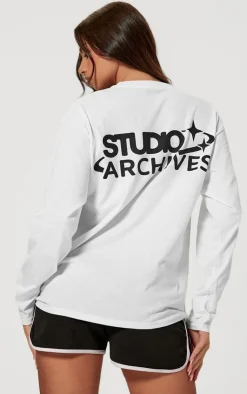 PrettyLittleThing T-Shirts*Studio Archives Oversized Long Sleeve T-shirt