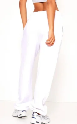 White Sweat Cuffed High Waist Sweatpants