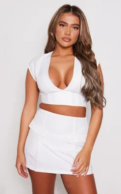 Best PrettyLittleThing Tailored A-line Mini Skirt White