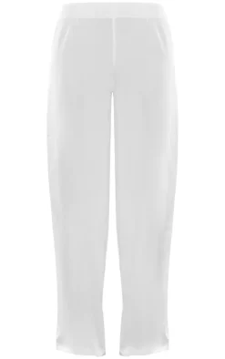 PrettyLittleThing Tailored Mid Rise Wide Leg Pants White