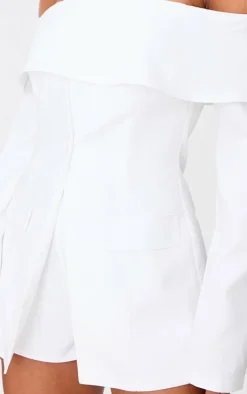 Tailored Off The Shoulder Long Sleeve Romper-PrettyLittleThing Discount