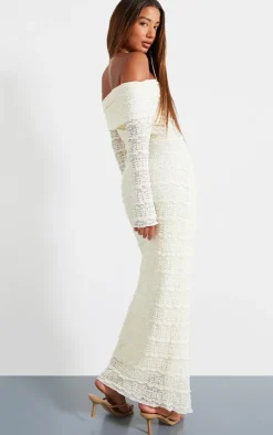 Textured Bardot Maxi Dress-PrettyLittleThing Best