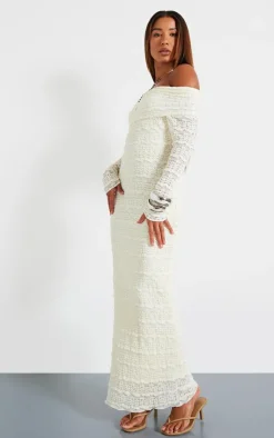 Textured Bardot Maxi Dress-PrettyLittleThing Best