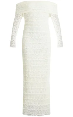 Textured Bardot Maxi Dress-PrettyLittleThing Best