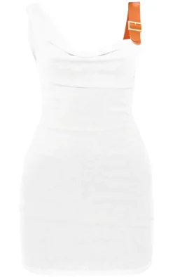 Textured Buckle Shoulder Bodycon Dress-PrettyLittleThing Clearance