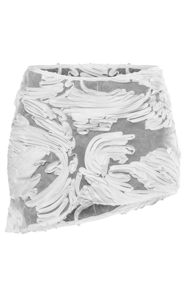 Best PrettyLittleThing Textured Chiffon Asymmetric Mini Skirt White