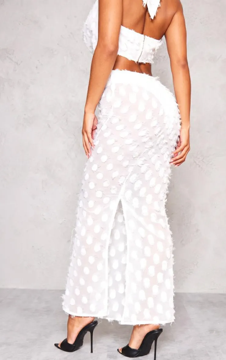 Best PrettyLittleThing Textured Chiffon Low Rise Maxi Skirt White