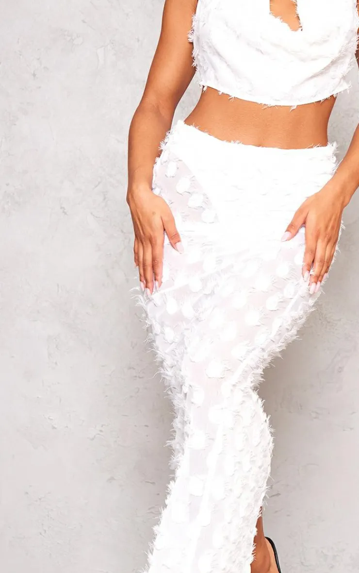 Best PrettyLittleThing Textured Chiffon Low Rise Maxi Skirt White