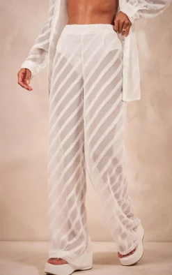 PrettyLittleThing Textured Chiffon Oversized Wide Leg Pants White