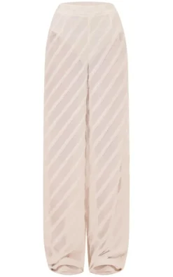 PrettyLittleThing Textured Chiffon Oversized Wide Leg Pants White