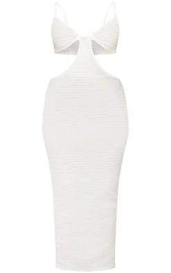 Textured Cut Out Knot Detail Strappy Midaxi Dress-PrettyLittleThing Online