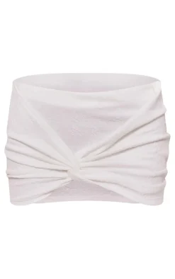 Textured Jersey Knot Front Mini Skirt-PrettyLittleThing New