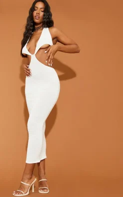 Textured Knit Cross Front Maxi Dress-PrettyLittleThing Online