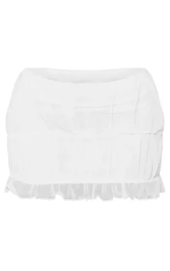 Outlet PrettyLittleThing Textured Mesh Ruched Mini Skirt White