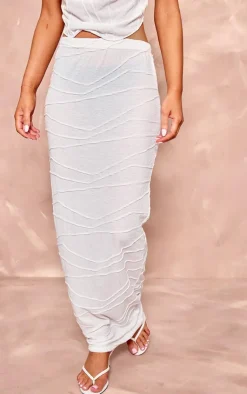 Best PrettyLittleThing Textured Mid Rise Maxi Skirt White