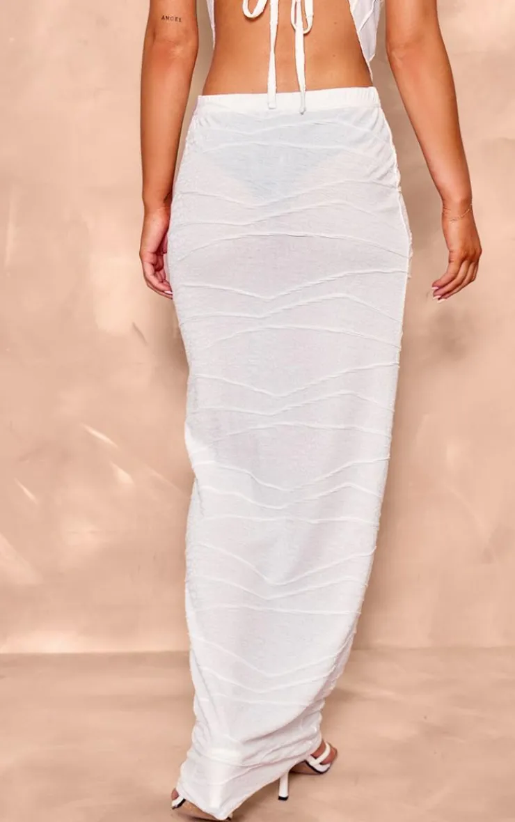 Best PrettyLittleThing Textured Mid Rise Maxi Skirt White