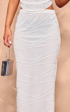Best PrettyLittleThing Textured Mid Rise Maxi Skirt White