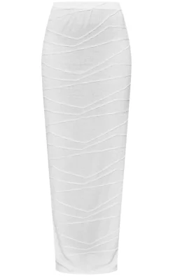 Best PrettyLittleThing Textured Mid Rise Maxi Skirt White
