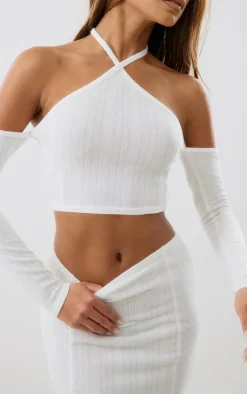 PrettyLittleThing Textured Mini Skirt White