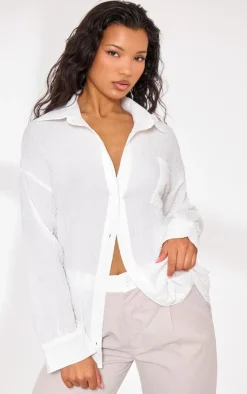 PrettyLittleThing Shirts*Textured Pocket Front Oversized Shirt