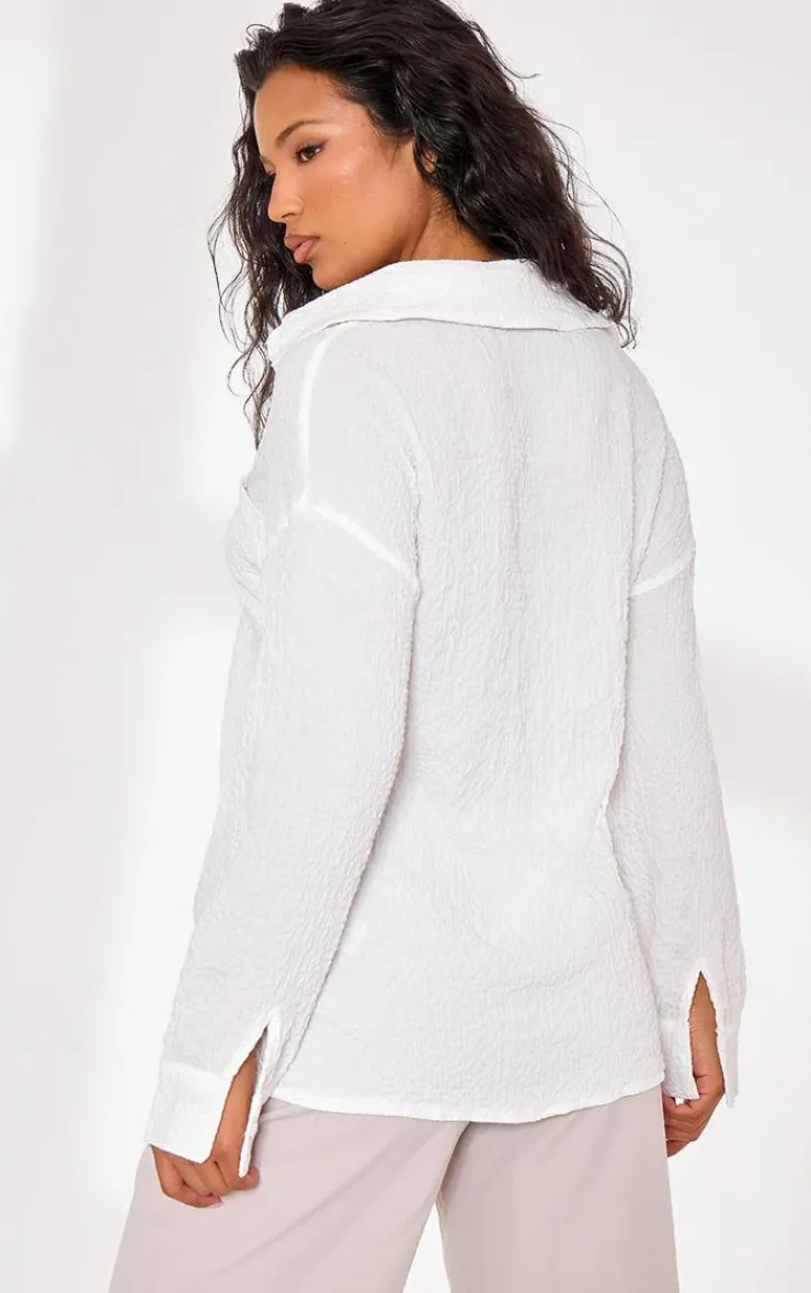 PrettyLittleThing Shirts*Textured Pocket Front Oversized Shirt