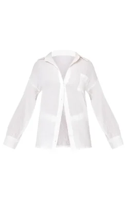 PrettyLittleThing Shirts*Textured Pocket Front Oversized Shirt