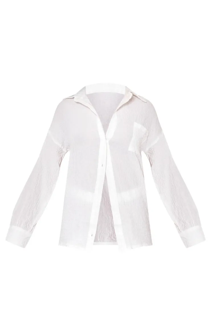 PrettyLittleThing Shirts*Textured Pocket Front Oversized Shirt