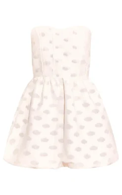 Textured Polka Dot Corset Mini Dress-PrettyLittleThing New