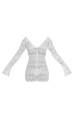 PrettyLittleThing Unitards*Textured Scoop Neck Long Sleeve Unitard