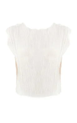 PrettyLittleThing Sleeveless Tops*Textured Sheer Crew Neck Sleeveless Top