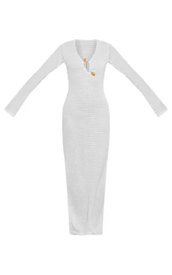 Textured Trim Long Flared Sleeve Maxi Dress-PrettyLittleThing Hot