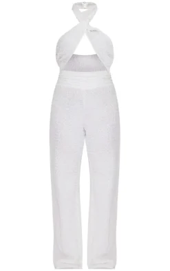 Textured Twist Front Jumpsuit-PrettyLittleThing Sale