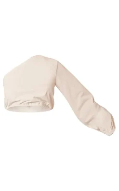 Sale PrettyLittleThing Textured Woven One Shoulder Crop Top White