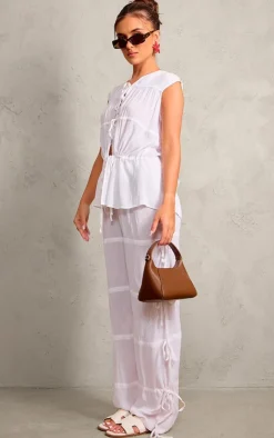 Outlet PrettyLittleThing Tie Detail Sleeveless Longline Top White