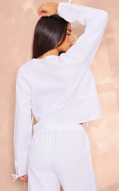 Sale PrettyLittleThing Tie Front Shirt White
