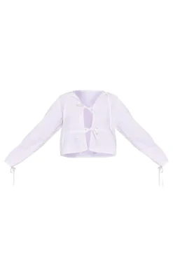 Sale PrettyLittleThing Tie Front Shirt White