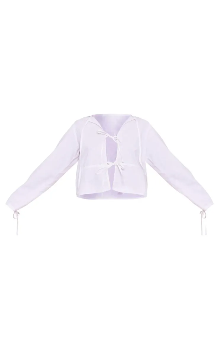Sale PrettyLittleThing Tie Front Shirt White