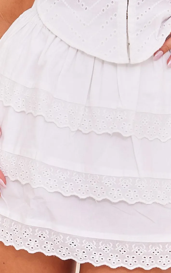 White Tiered Frill Mini Skirt