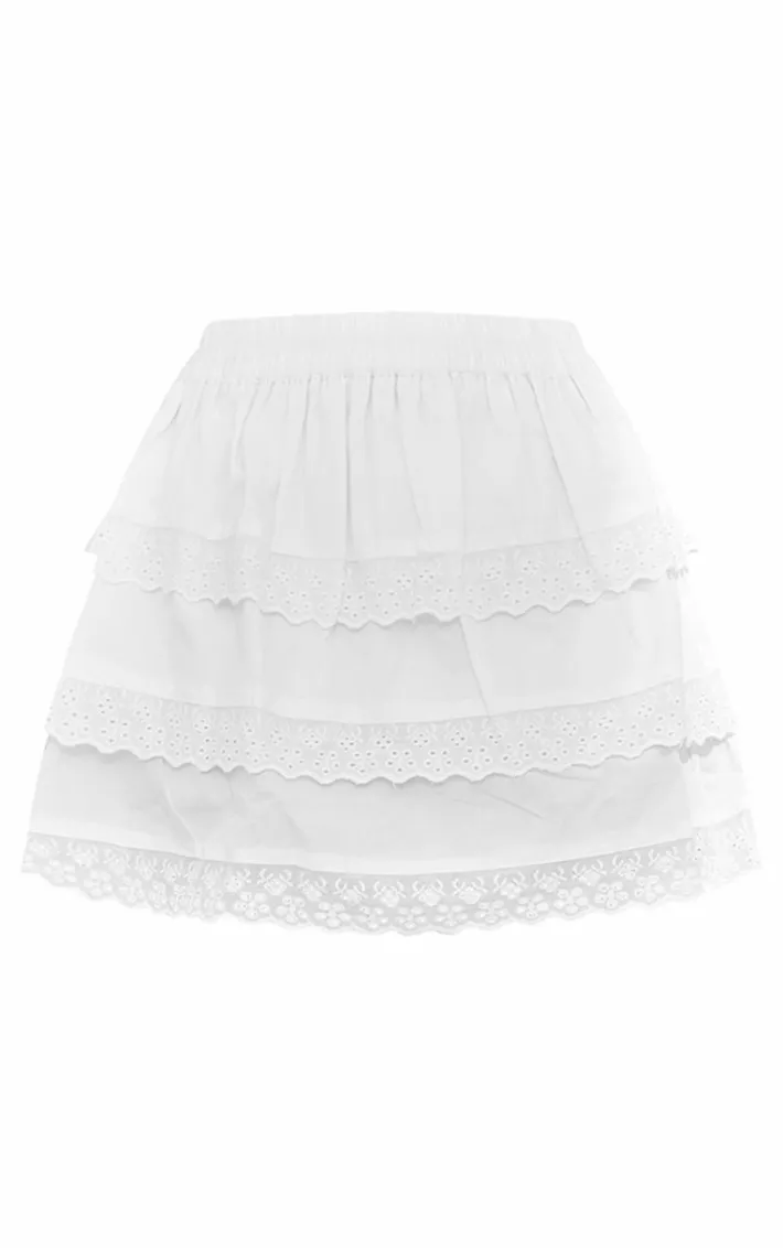 White Tiered Frill Mini Skirt