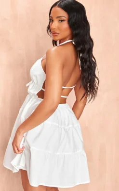 Tiered Halterneck Shift Dress-PrettyLittleThing Online