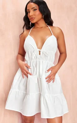 Tiered Halterneck Shift Dress-PrettyLittleThing Online
