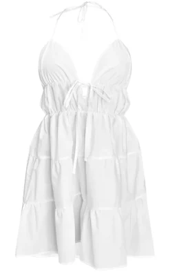 Tiered Halterneck Shift Dress-PrettyLittleThing Online
