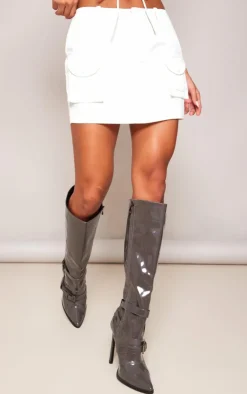 New PrettyLittleThing Twill Micro Mini Cargo Skirt White