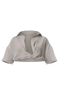 PrettyLittleThing Shirts*Twist Front Chiffon Cropped Shirt